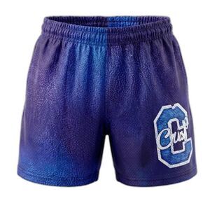 CRISP Mens Mesh Shorts XL Blue Purple Acid Wash Distressed Graphic Streetwear Ne